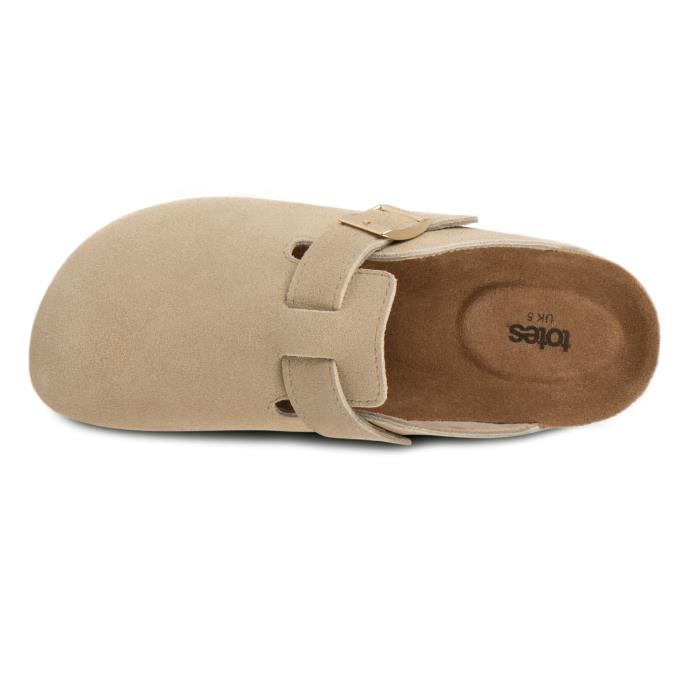 totes® Ladies Suede Clog Sand Extra Image 3